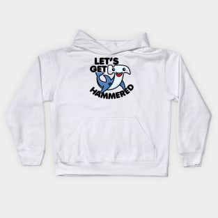 Let's Get Hammered Cute Kawaii Hammerhead Shark Funny Kids Hoodie